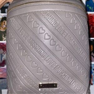 Pre-Owned Love Moschino Gray Leather Backpack